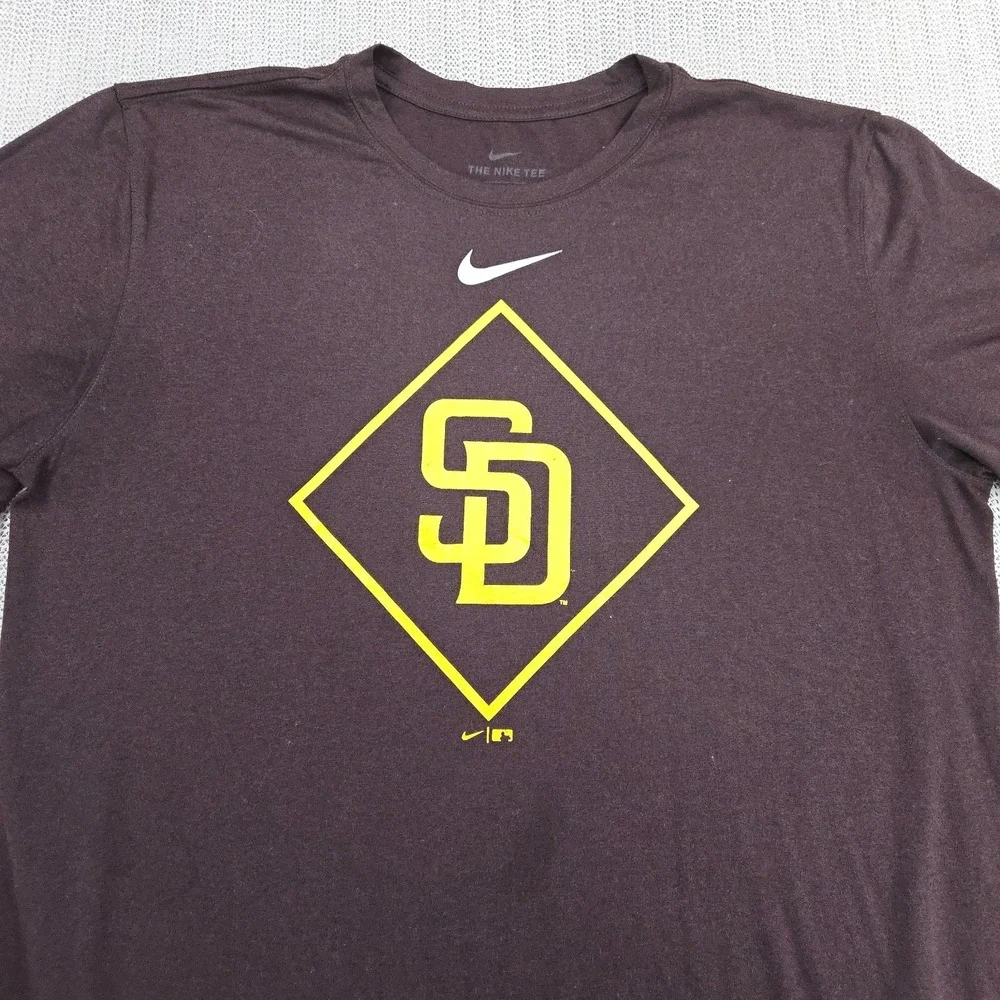 Nike San Diego Padres Shirt Mens Large Brown MLB Baseball Dri Fit Short Sleeve